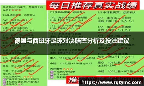 德国与西班牙足球对决赔率分析及投注建议